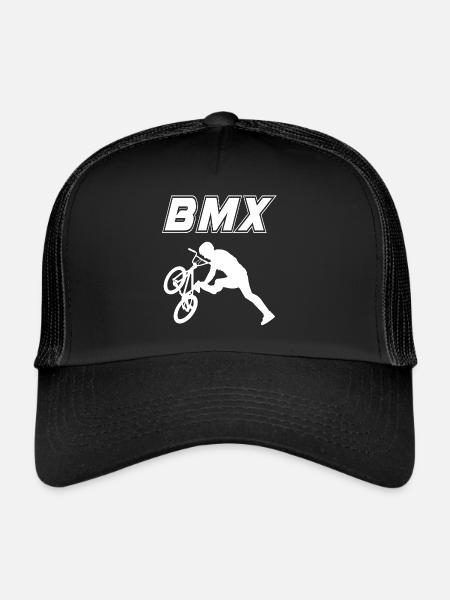 bmx race bike cyclist rider trick - Trucker Cap - black/black - Front