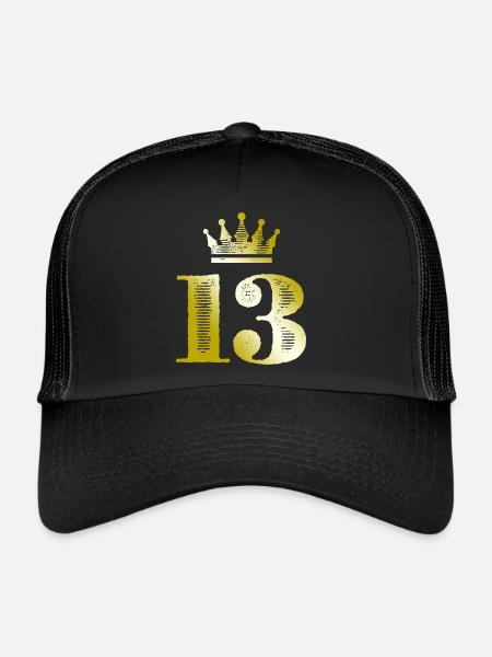 13 Chiffre Couronne Or - Casquette trucker  - noir/noir - Devant