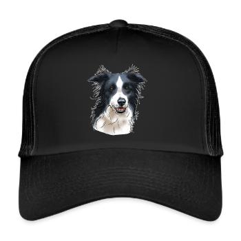 Border collie head (for dark textiles) - Trucker Cap - black/black - Front