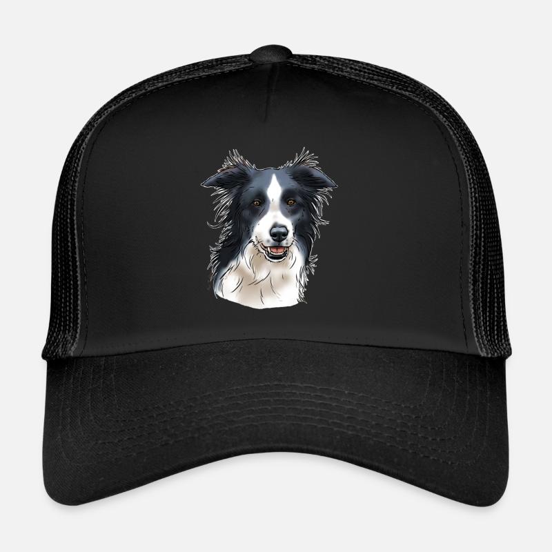 Border collie head (for dark textiles) Trucker Cap