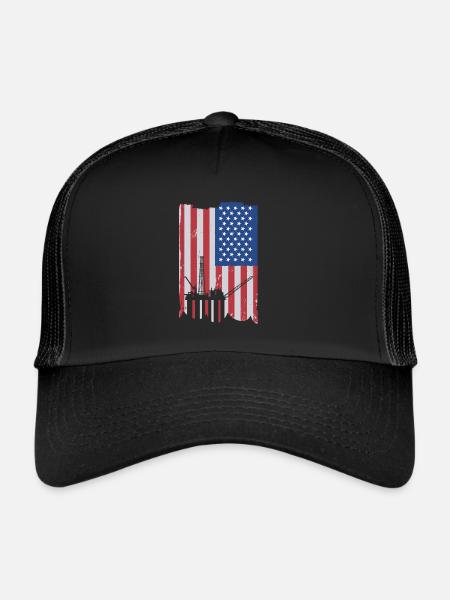 Offshore Life USA Drapeau - Casquette trucker  - noir/noir - Devant