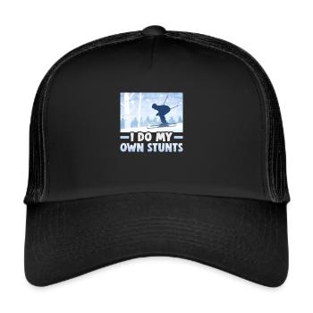 Skifahrer I do my own stunts Ski - Trucker Cap - Schwarz/Schwarz - Vorne