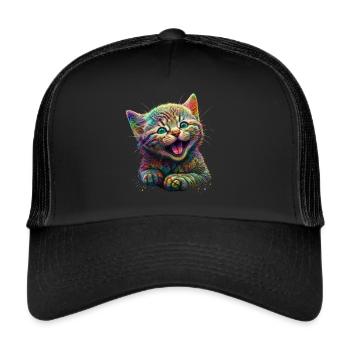 Mignon bébé chat, chaton, animaux drôles, animal de compagnie - Casquette trucker  - noir/noir - Devant