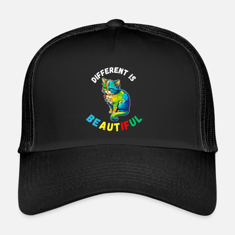 Soutien sensibilisation à l'autisme chat coloré Casquette trucker 