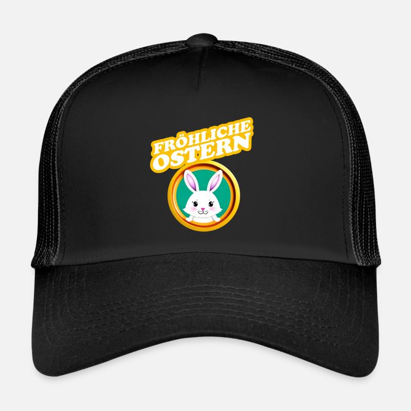 Fröhliche Ostern Osterhase - Trucker Cap - Schwarz/Schwarz