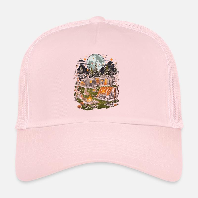 Aventure de camping effrayante d’Halloween dans la forêt Casquette trucker 