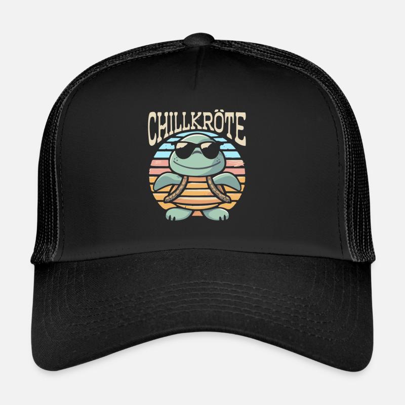 Relaxte Schildkröte Chillkröte - Trucker Cap - Schwarz/Schwarz