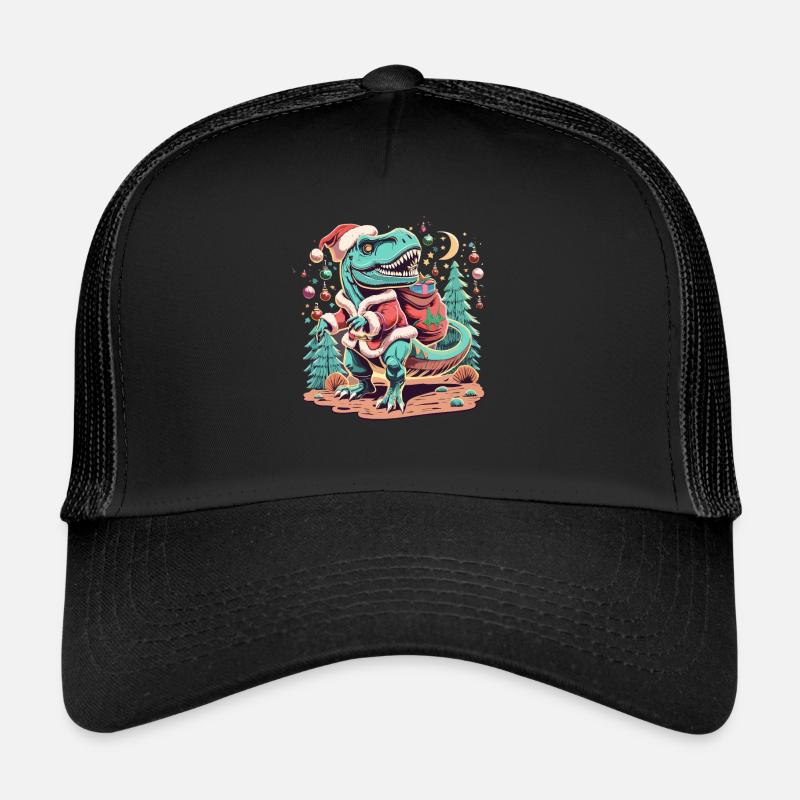 Dinosaurier Trex Weihnachten - Trucker Cap - Schwarz/Schwarz