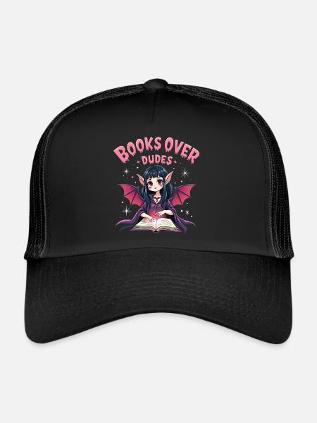 Woman Loves to Read Halloween Books - Trucker Cap - black/black - Front