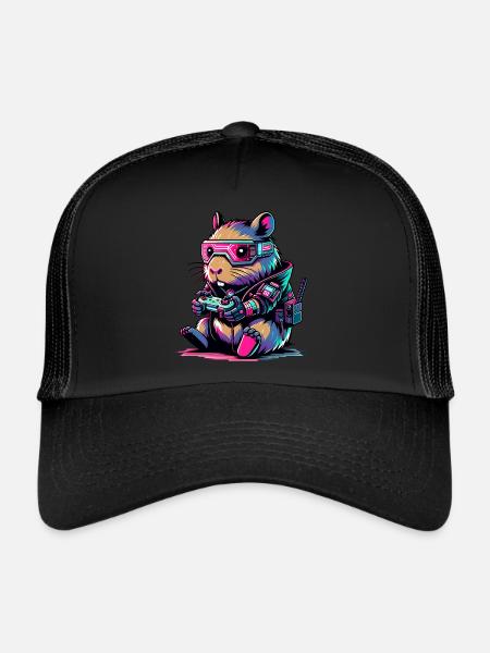 Capybara Jeux Vidéo Gamer Capybara - Trucker Cap - black/black