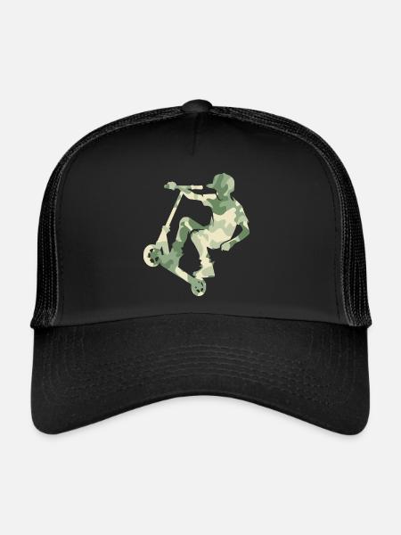 Camouflage Rider Trottinette Adolescent - Casquette trucker  - noir/noir - Devant