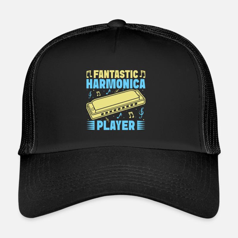 Funny Harmonica Player Fantastic Player Harmonica Trucker Cap