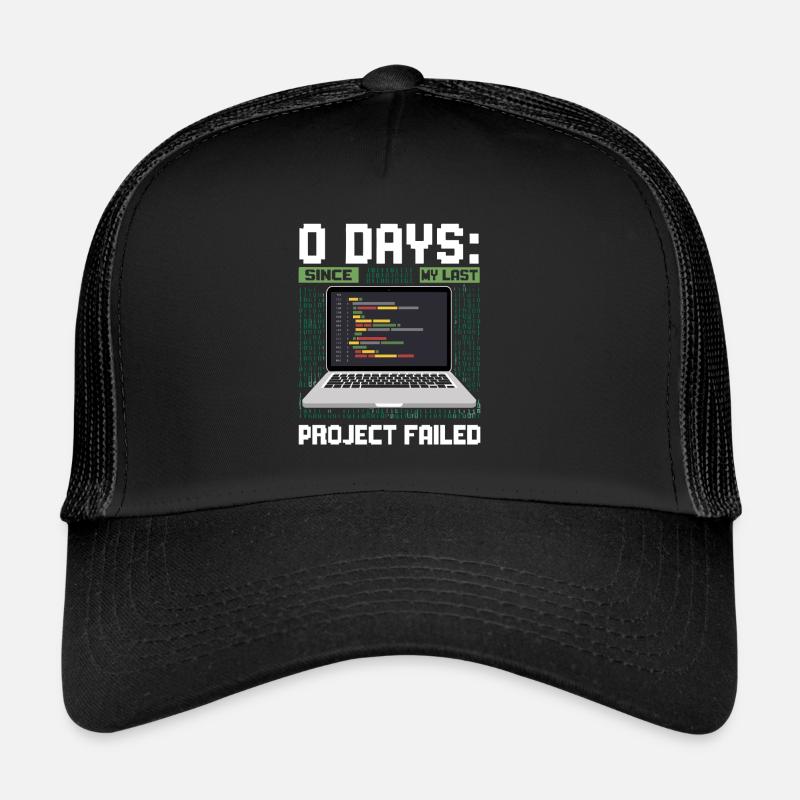 Support technique 0 jours depuis mon dernier projet - Casquette trucker  - noir/noir