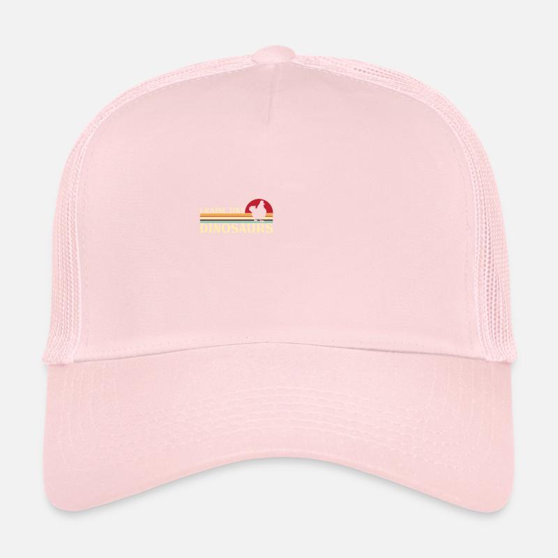 I raise tiny Dino Chicken Rooster Farmer Dinosaur Trucker Cap