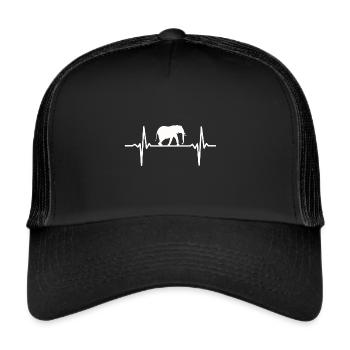 Herzschlag Elefant - Trucker Cap - Schwarz/Schwarz - Vorne