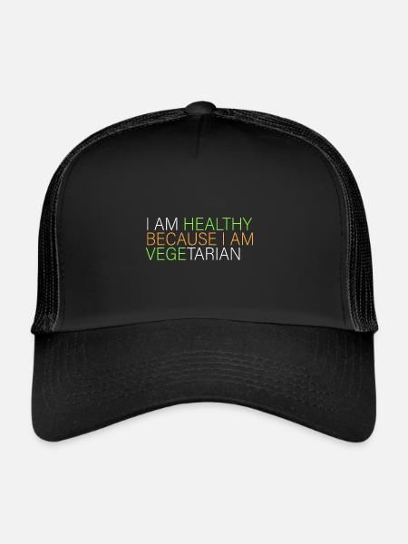 Je suis en bonne santé - végétarien - Casquette trucker  - noir/noir - Devant