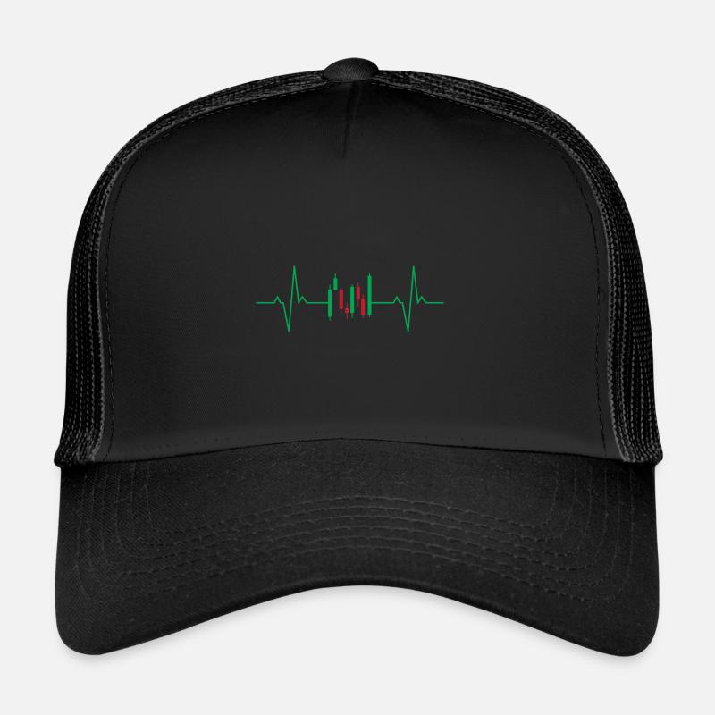 Candlesticks Lifeline Herzschlag Tag Händler - Trucker Cap - Schwarz/Schwarz