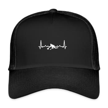 Curling ice curling heartbeat gift idea curler - Trucker Cap - black/black - Front