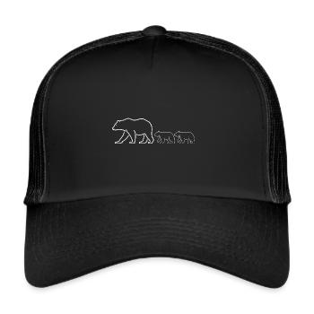 Bear Mama Uncle Papa Parents - Trucker Cap - Schwarz/Schwarz - Vorne