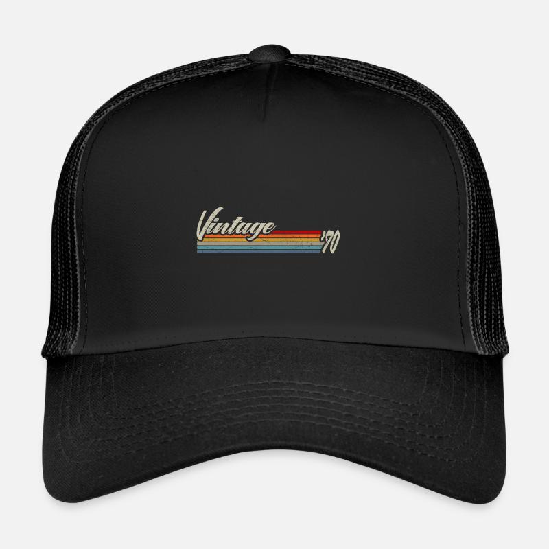 Vintage Since 1970's 51st Birthday Gift - Trucker Cap - black/black