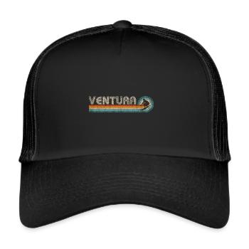 Retro Ventura California Surf T-Shirt Ventura - Trucker Cap - Schwarz/Schwarz - Vorne