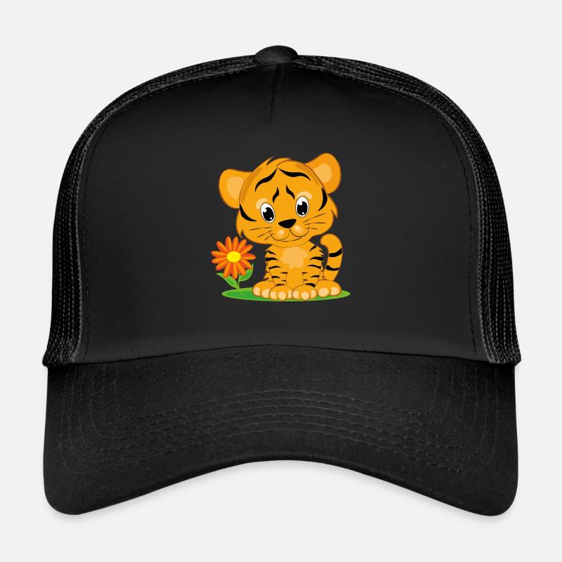 Baby Tiger Blume Kinderlogo - Trucker Cap - Schwarz/Schwarz
