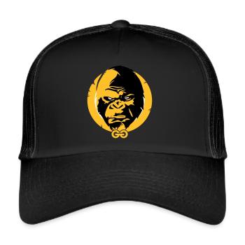 Grosse tête de gorille sombre - Casquette trucker  - noir/noir - Devant
