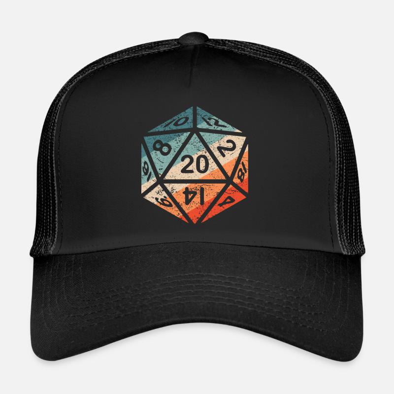 Würfel Brettspiel Drachen Gamer Geschenk RPG D20 - Trucker Cap - Schwarz/Schwarz