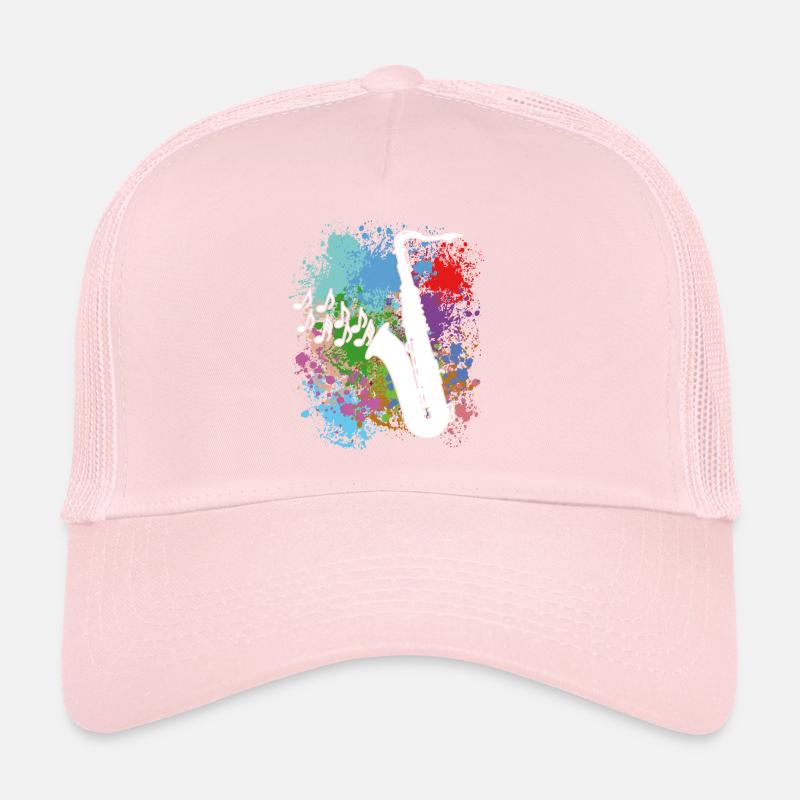 Saxophone sur les taches de peinture Casquette trucker 