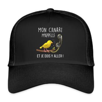 Oiseau Canari, Mon canari m'appelle idée Cadeau - Casquette trucker  - noir/noir - Devant