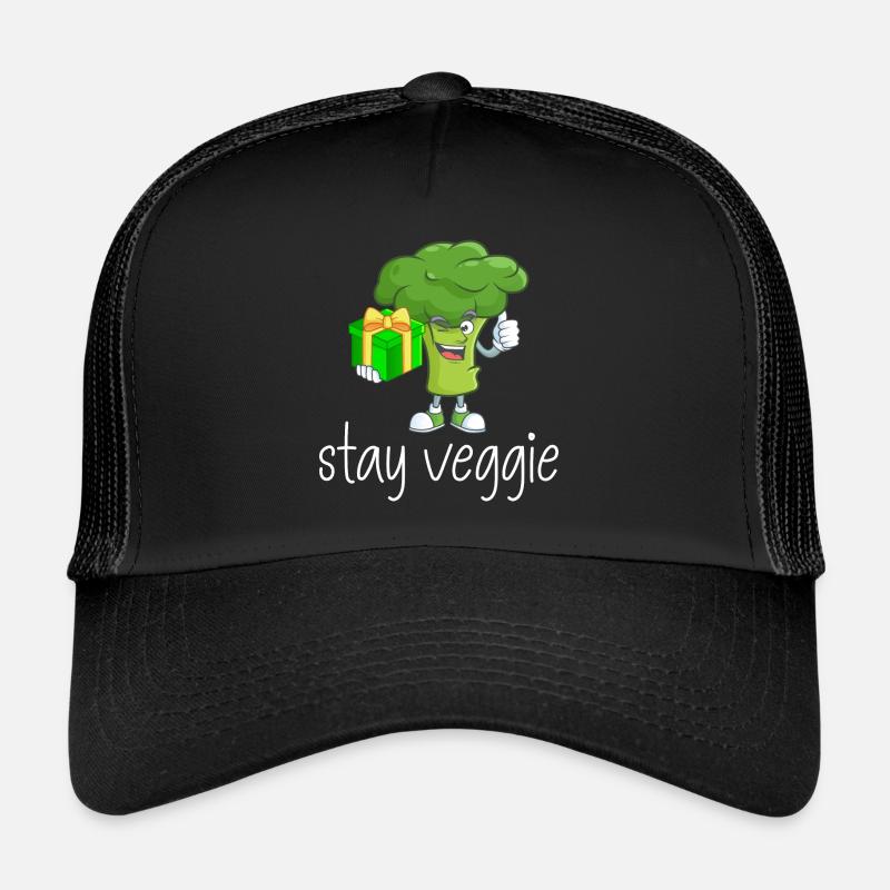 Brokkoli Vegetarisch Geschenk - Trucker Cap - Schwarz/Schwarz