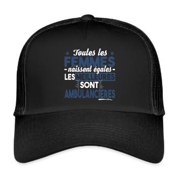 Ambulancière Ambulance Métier Urgence SAMU Cadeau - Casquette trucker  - noir/noir - Devant