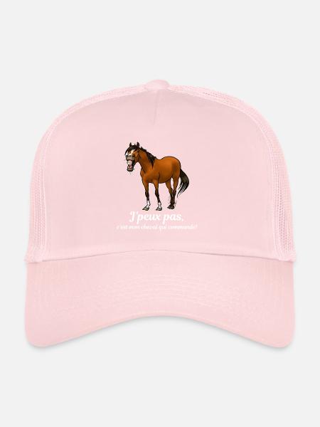 Mon cheval commande (blanc) - Casquette trucker  - rose pâle - Devant