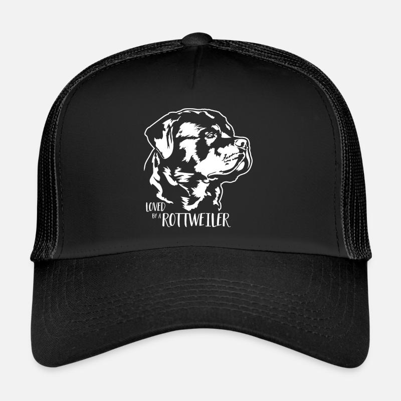 Loved by a Rottweiler Hunde Rottie Hund Wilsigns - Trucker Cap - Schwarz/Schwarz