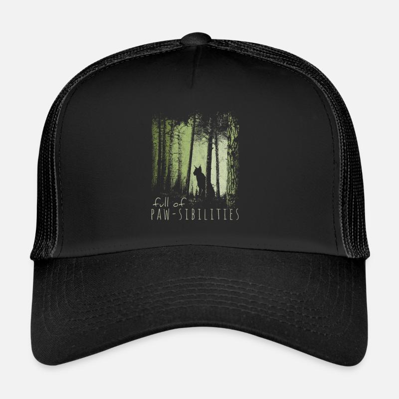 Full Of Pawsibilities! Luchs Silhouette Wildkatze - Trucker Cap - Schwarz/Schwarz