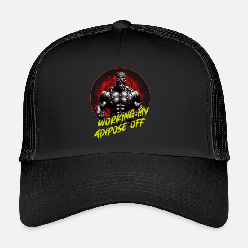 Bodybuilding Motivation Muscle Skull Six Pack Trucker Cap