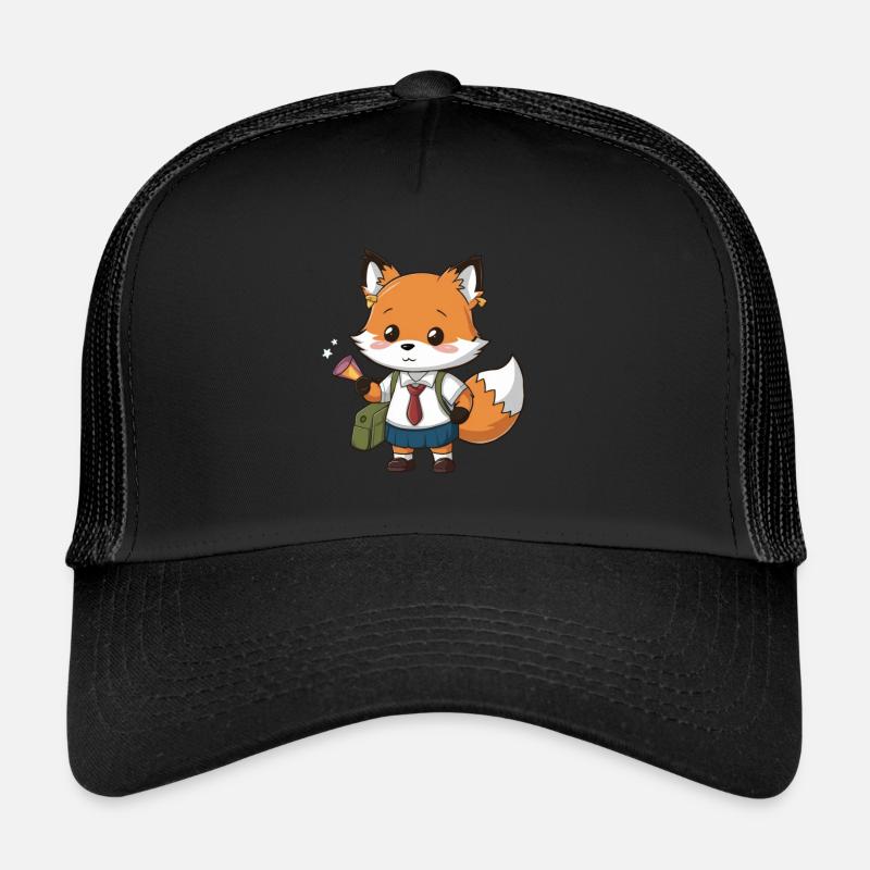 Kawaii fox with traditional school uniform Trucker Cap