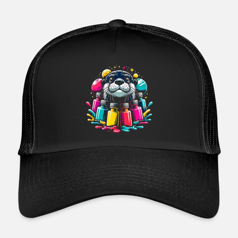Lustiger Otter mit vielen bunten Farben Trucker Cap