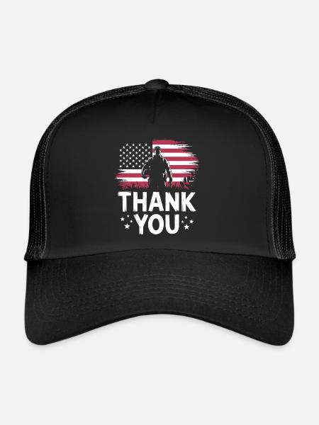 Soldat militaire vétéran - Casquette trucker  - noir/noir - Devant