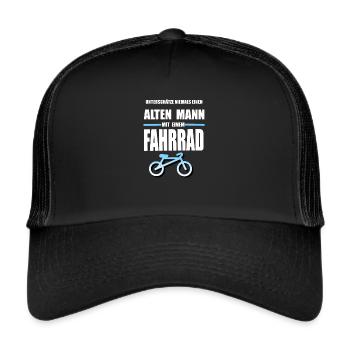 coole fahrrad fahrer alten mann lustig - Trucker Cap - Schwarz/Schwarz - Vorne