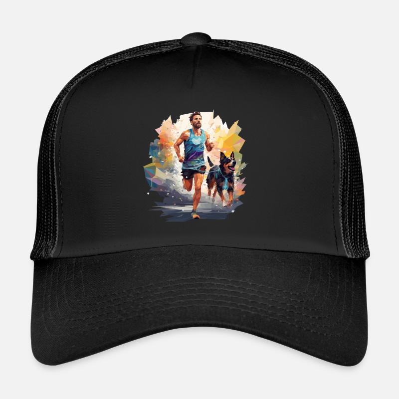 T-shirt Cool Canicross Runner dans le style polygonal Casquette trucker 