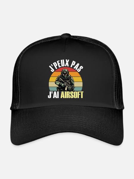 Je Peux Pas J'Ai Airsoft Humour Airsofteur - Casquette trucker  - noir/noir - Devant