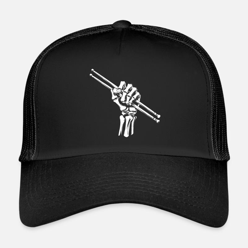 Bone Hand with Drumsticks Drummer Design Trucker Cap