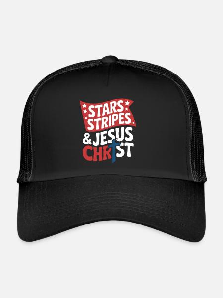 American Believer Christian July 4th Jesus - Trucker Cap - black/black - Front