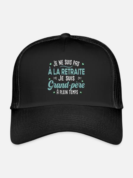 Retraite grand-père. Cadeau papy retraité. Sénior - Casquette trucker  - noir/noir - Devant