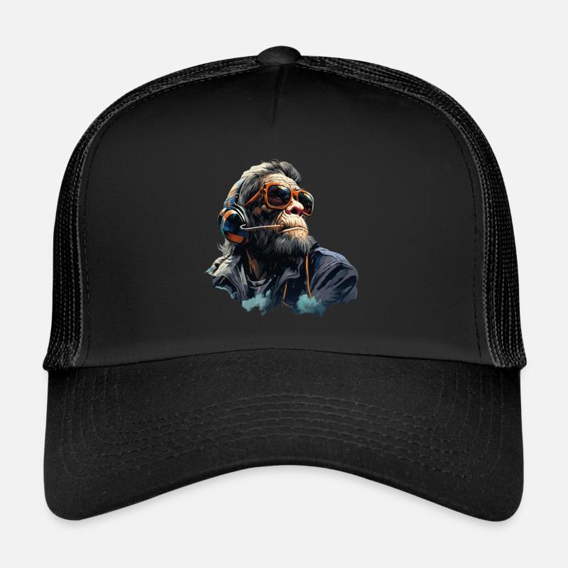 Gamer Chimp with headset Trucker Cap