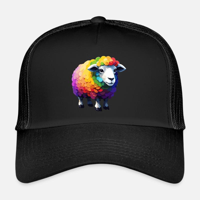 Moutons Cool Mignon Coloré Arc-en-ciel et Cool Casquette trucker 
