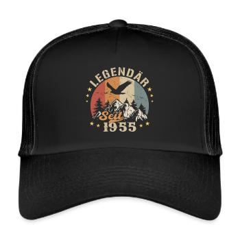 Legendär seit 1955 Jahrgang Vintage Geburtstag - Trucker Cap - Schwarz/Schwarz - Vorne