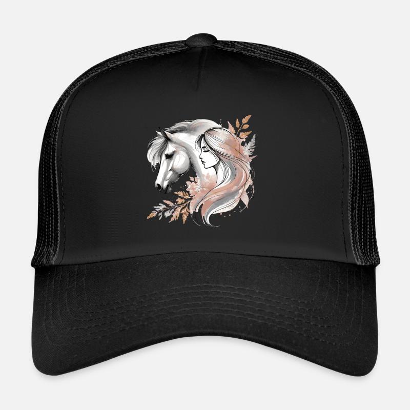 Femme et Cheval Design Émotionnel Nature Élégance Casquette trucker 