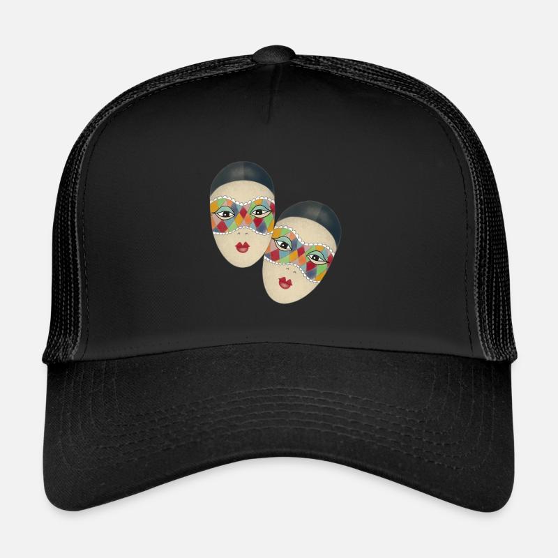 Joker masque illustration de carnaval de Venise - Casquette trucker  - noir/noir